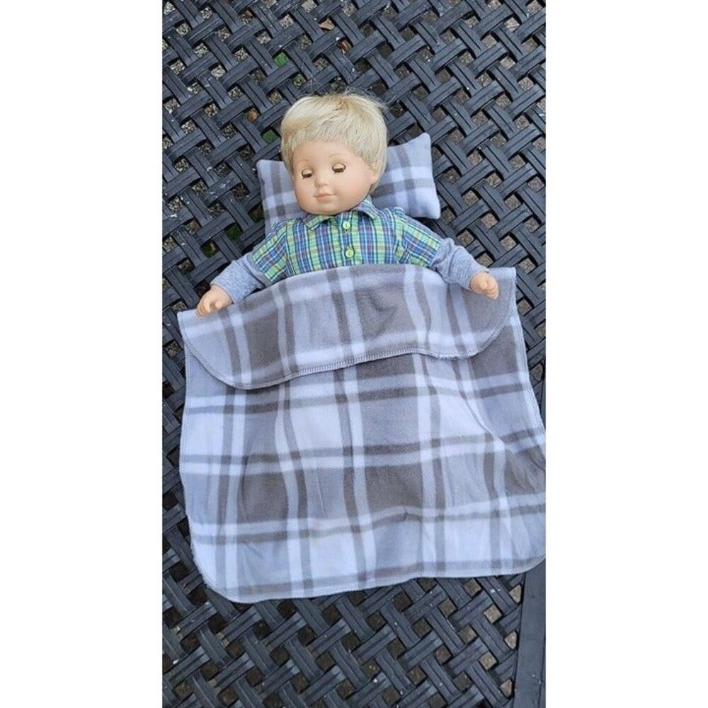 15" 18" Doll Bedding Set Pillow and Blanket Fleece American Girl Bitty Baby Doll